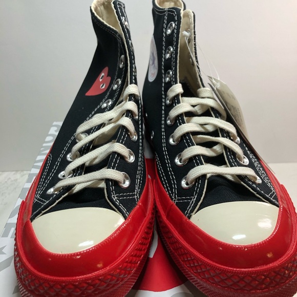 Comme des Garçon PLAY x Converse Chuck 70 Hi - Black/Red A01793C Size M7/W9 NWT - Picture 16 of 16